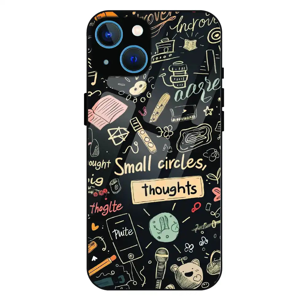 Thought Doodle Noir - Glass Case For Apple iPhone 15
