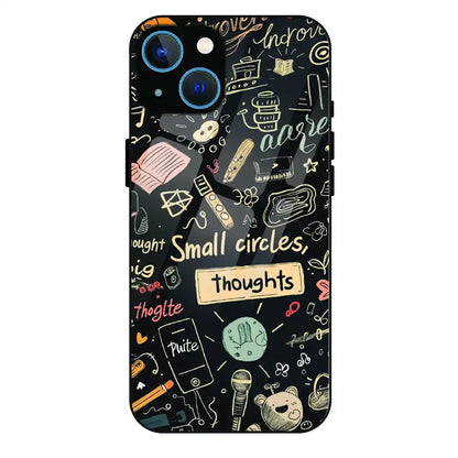 Thought Doodle Noir - Glass Case For Apple iPhone 15