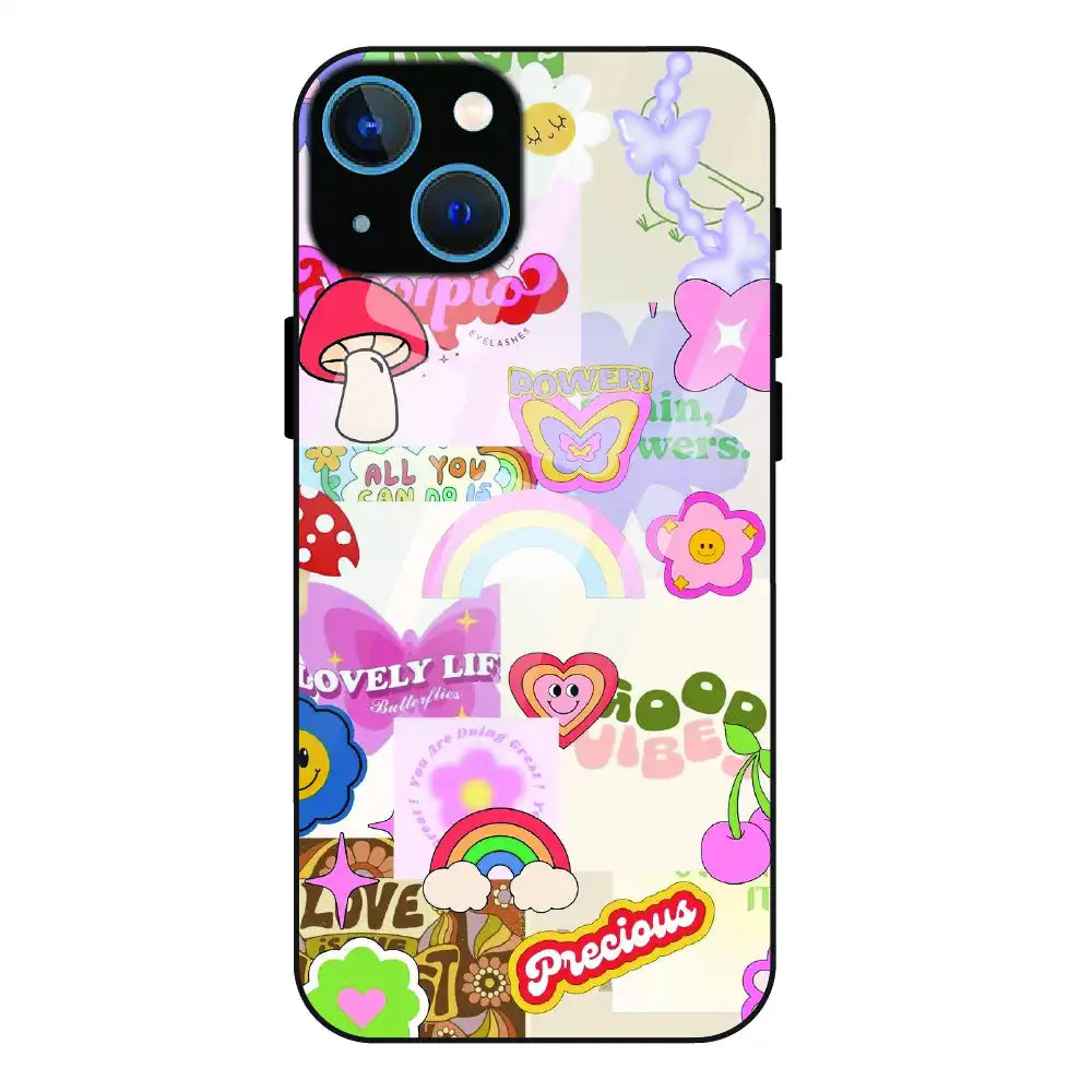 Kawaii Sticker Pop - Glass Case For Apple iPhone 15