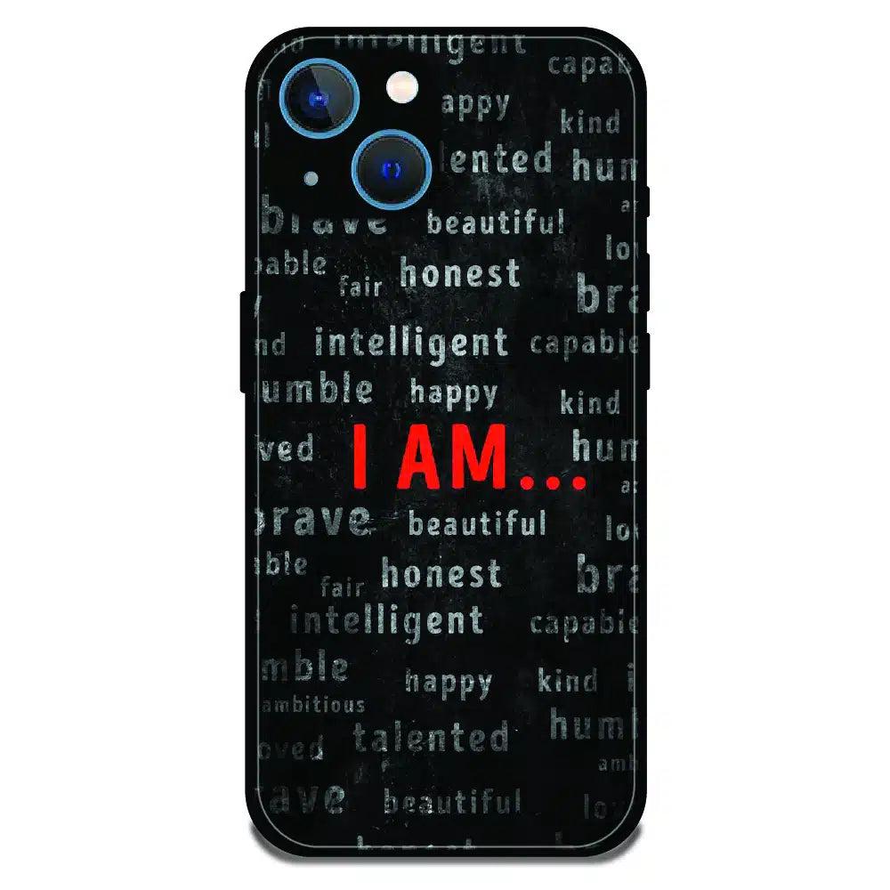 I Am Affirmation Quote - Glossy Metal Silicone Case For Apple iPhone 15