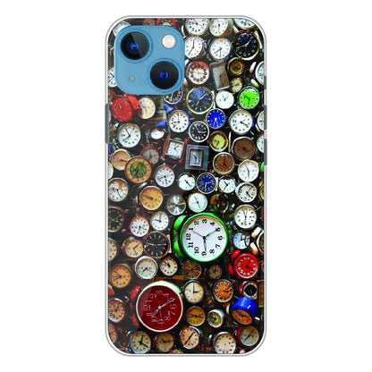 Retro Timepiece Pattern - Printed Silicone Case For Apple iPhone 15
