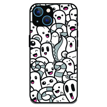 Cute Ghost Crowd - Glossy Metal Silicone Case For Apple iPhone 15