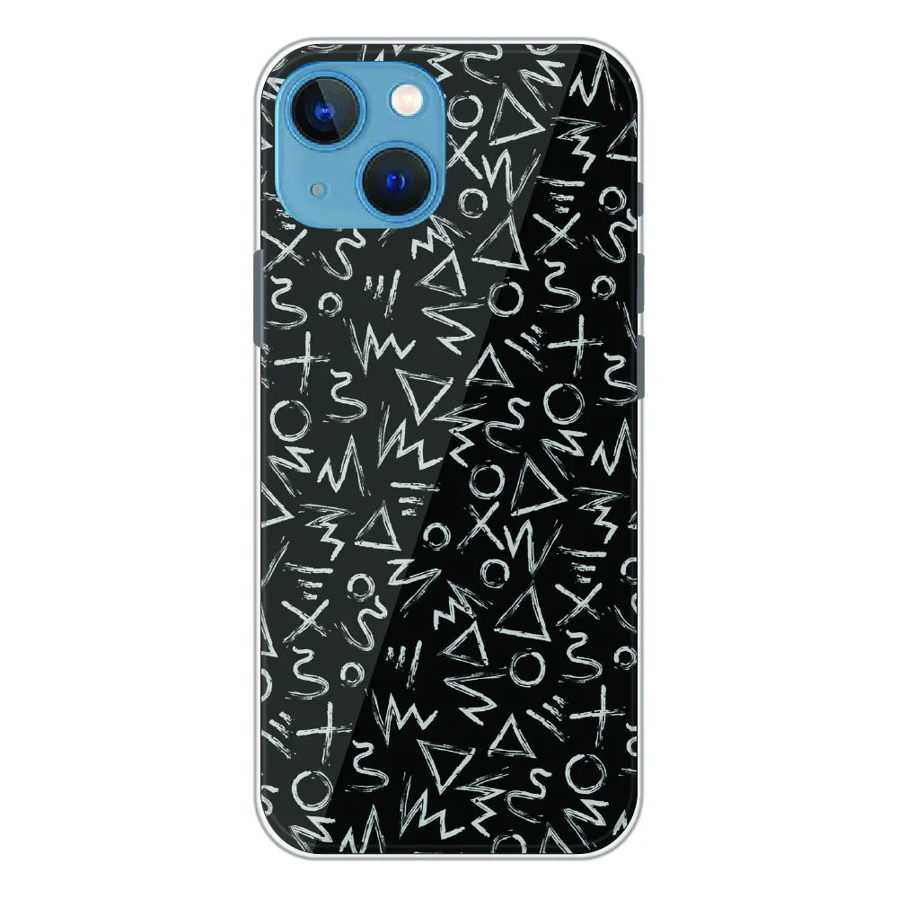 Geometric Black & White Pattern - Printed Silicone Case For Apple iPhone 15