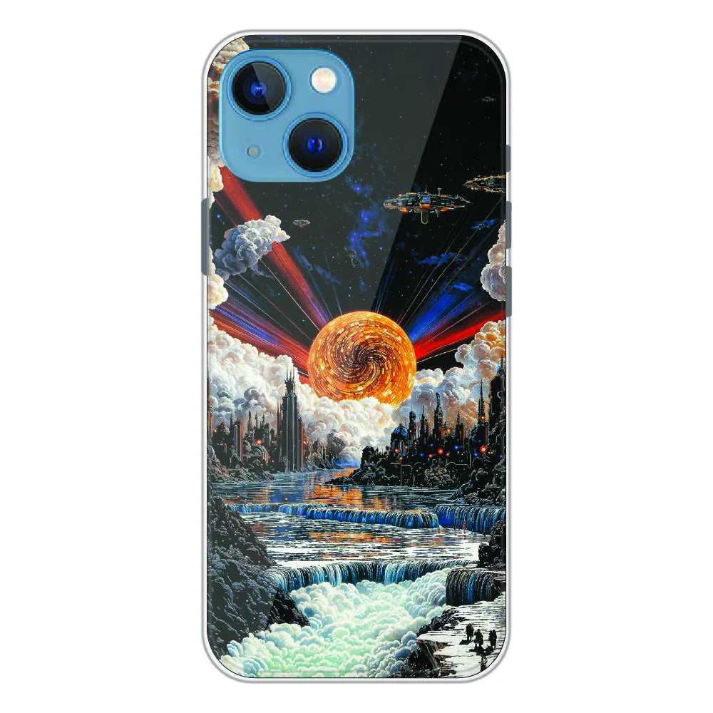 Cosmic Fantasy Sun Landscape - Printed Silicone Case For Apple iPhone 15