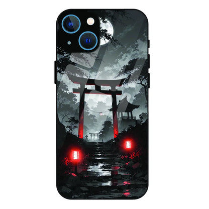 Midnight Torii Forest - Glass Case For Apple iPhone 15