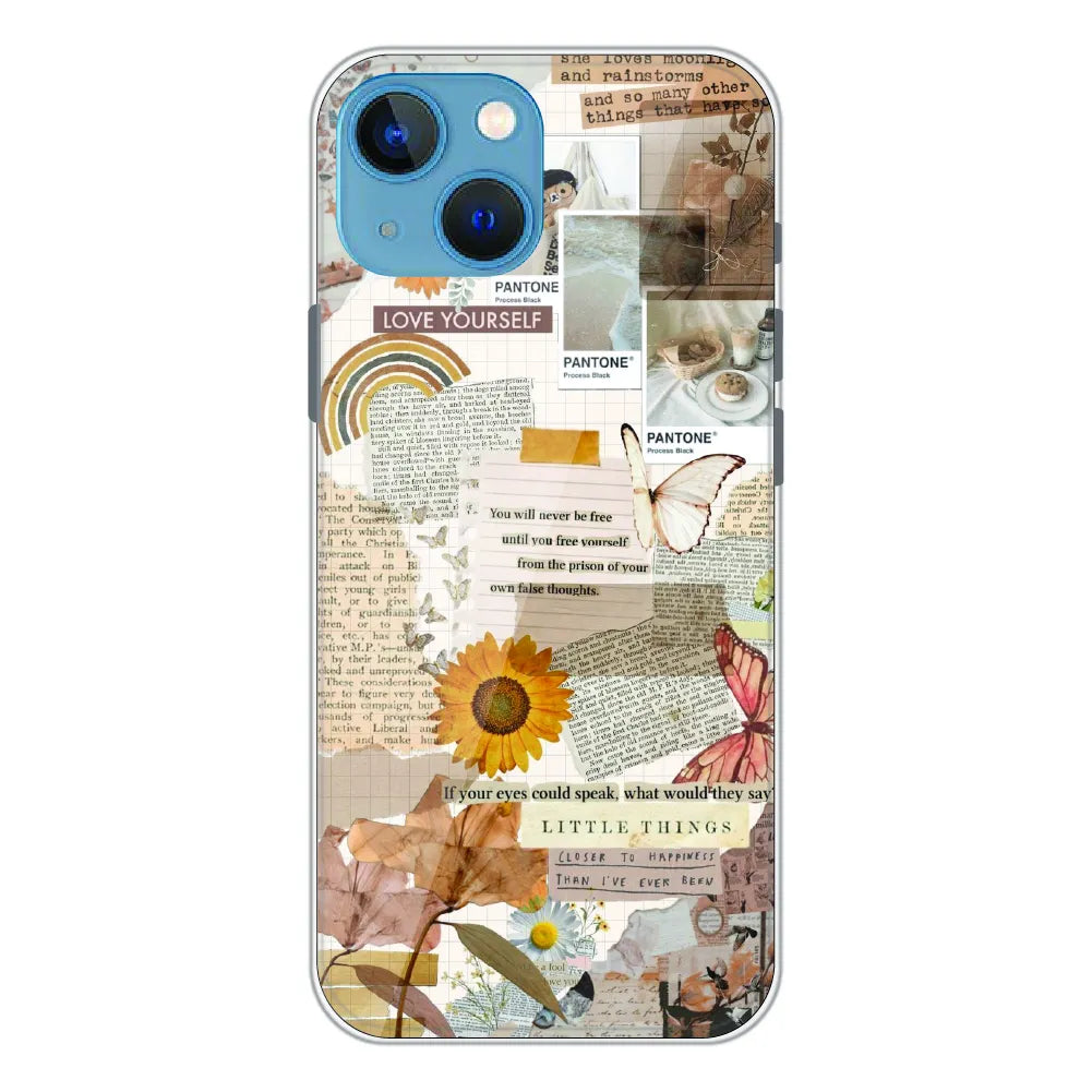 Aesthetic Butterfly & Sunflower - Printed Silicone Case For Apple iPhone 15