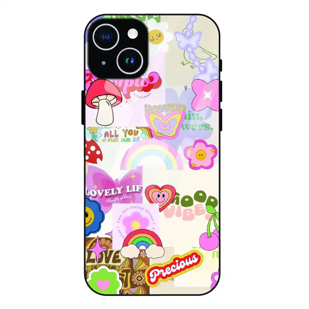 Kawaii Sticker Pop - Glass Case For Apple iPhone 15 Plus