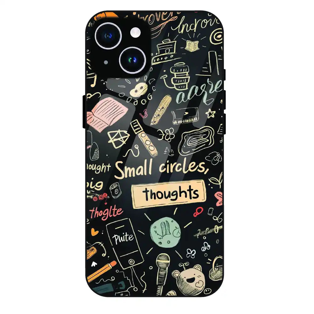 Thought Doodle Noir - Glass Case For Apple iPhone 15 Plus