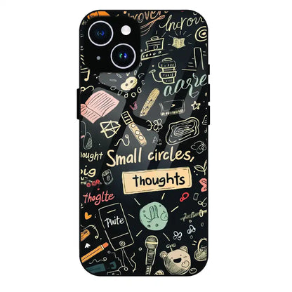 Thought Doodle Noir - Glass Case For Apple iPhone 15 Plus