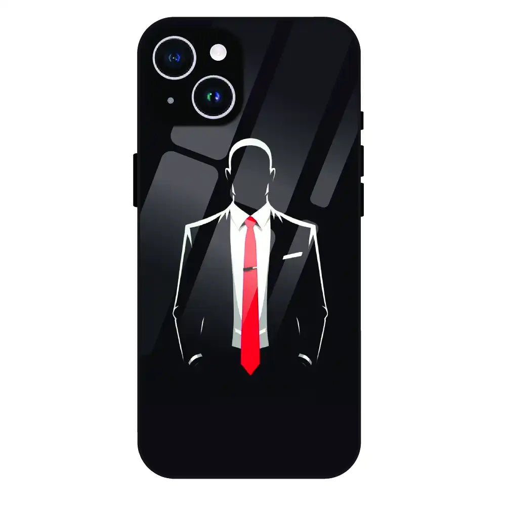 Red Tie Silhouette - Glass Case For Apple iPhone 15 Plus