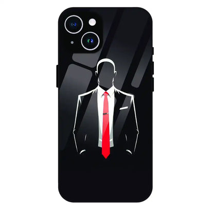 Red Tie Silhouette - Glass Case For Apple iPhone 15 Plus