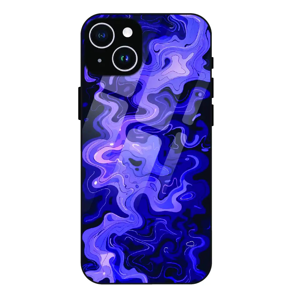 Purple Wave Abstract - Glass Case For Apple iPhone 15 Plus