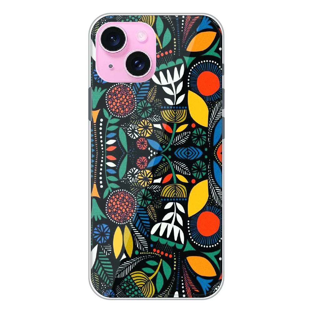 Folk Floral Night Garden - Printed Silicone Case For Apple iPhone 15 Plus