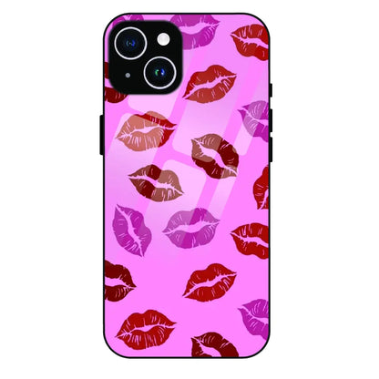 Pink Lips Pop Art Pattern - Glass Case For Apple iPhone 15 Plus