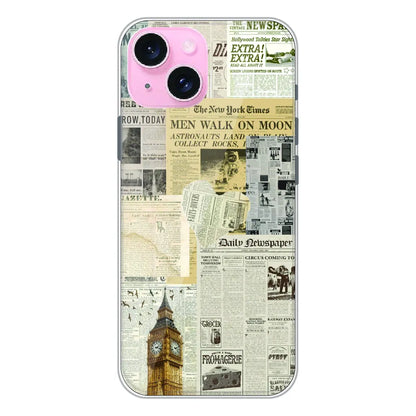 Vintage Newspaper Collage - Printed Silicone Case For Apple iPhone 15 Plus