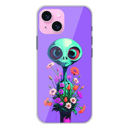 Floral Alien Fantasy - Printed Silicone Case For Apple iPhone 15 Plus