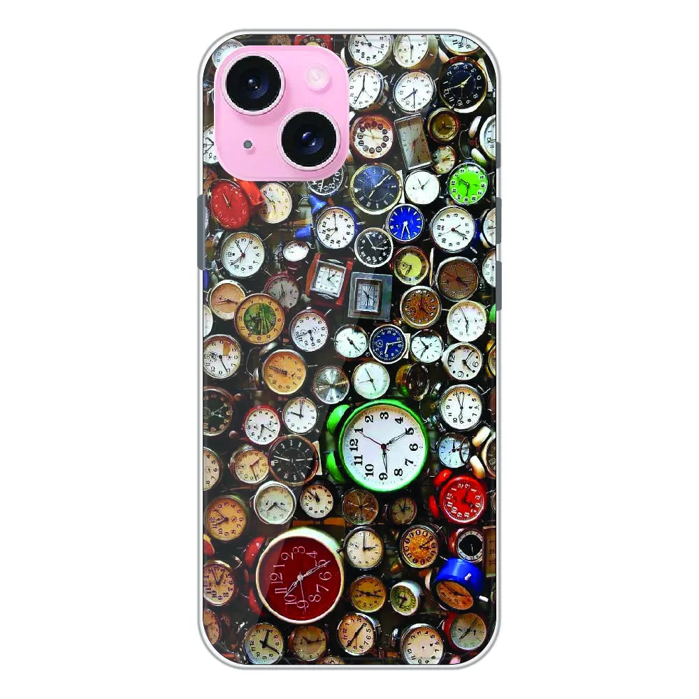 Retro Timepiece Pattern - Printed Silicone Case For Apple iPhone 15 Plus