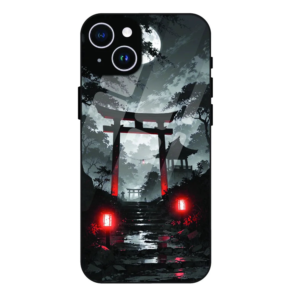Midnight Torii Forest - Glass Case For Apple iPhone 15 Plus