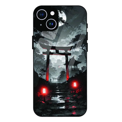 Midnight Torii Forest - Glass Case For Apple iPhone 15 Plus