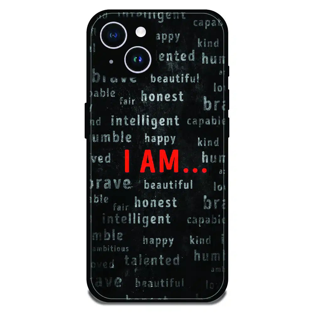 I Am Affirmation Quote - Glossy Metal Silicone Case For Apple iPhone 15 Plus