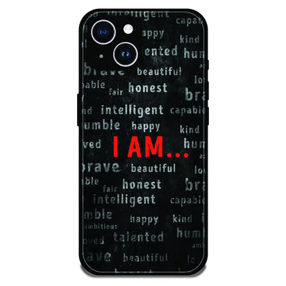 I Am Affirmation Quote - Glossy Metal Silicone Case For Apple iPhone 15 Plus