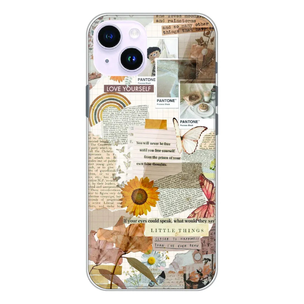 Aesthetic Butterfly & Sunflower - Printed Silicone Case For Apple iPhone 15 Plus