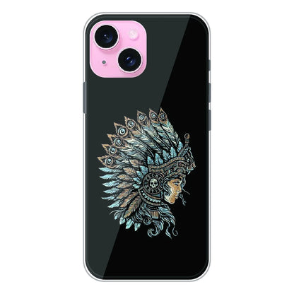 Tribal Warrior Feather Headdress - Printed Silicone Case For Apple iPhone 15 Plus