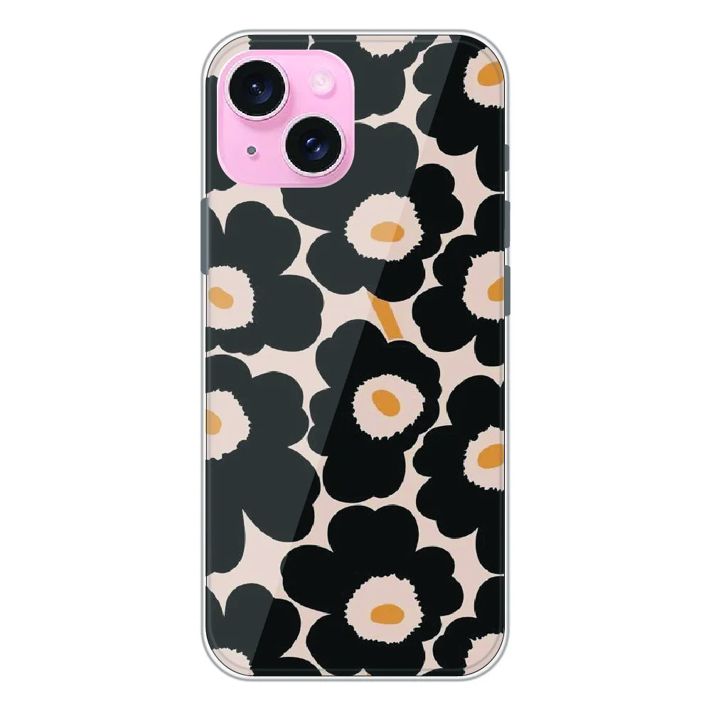 Bold Black Daisy Bloom - Printed Silicone Case For Apple iPhone 15 Plus