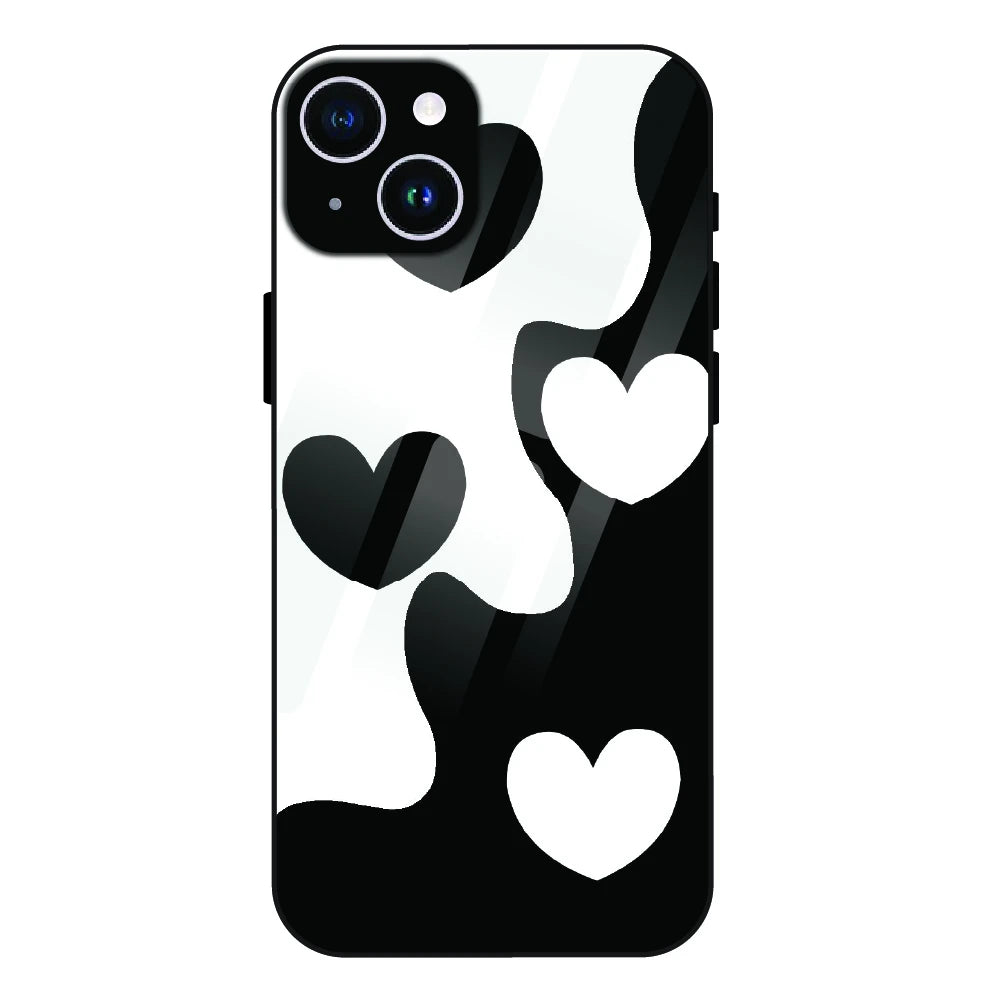 Monochrome Heart Flow - Glass Case For Apple iPhone 15 Plus