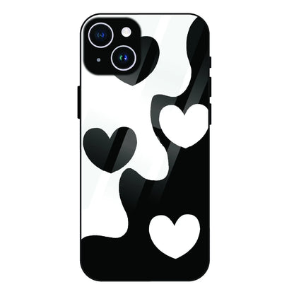 Monochrome Heart Flow - Glass Case For Apple iPhone 15 Plus