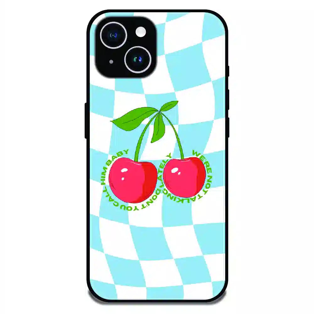 Cherry Pop Checkerboard - Glossy Metal Silicone Case For Apple iPhone 15 Plus