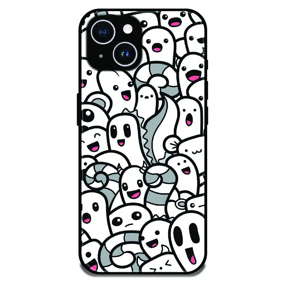 Cute Ghost Crowd - Glossy Metal Silicone Case For Apple iPhone 15 Plus