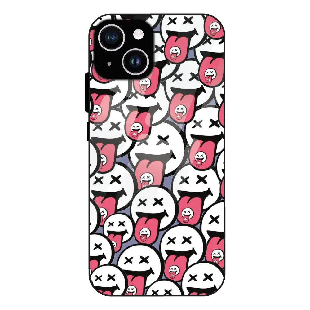 Funny Cartoon Faces - Glass Case For Apple iPhone 15 Plus