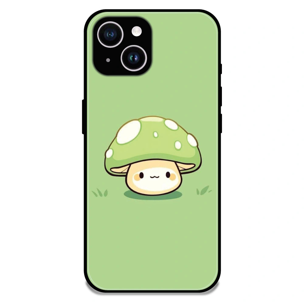 Cute Mushroom Character - Glossy Metal Silicone Case For Apple iPhone 15 Plus
