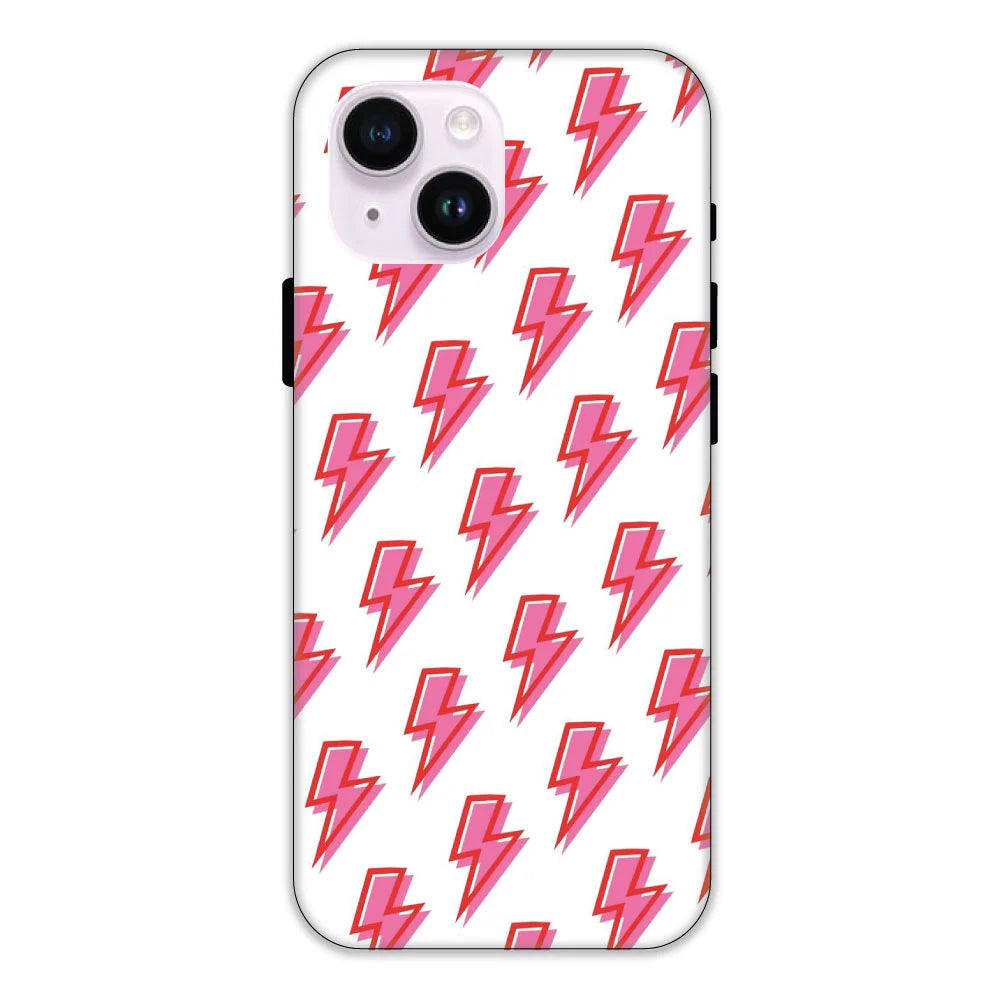 Pink Lightning Bolts Hard Case Apple iPhone 15 Plus Models