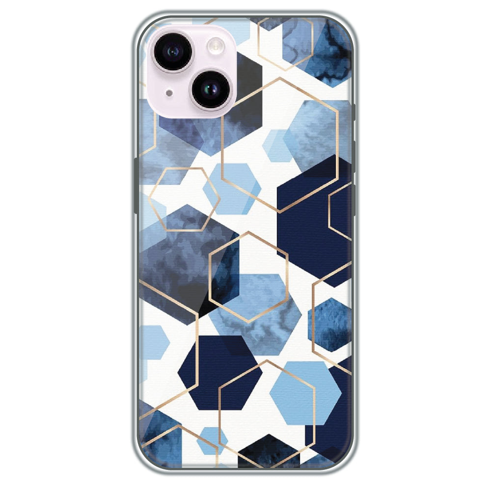 Blue Hex Mosaic - Printed Silicone Case for Apple iPhone 15 Plus