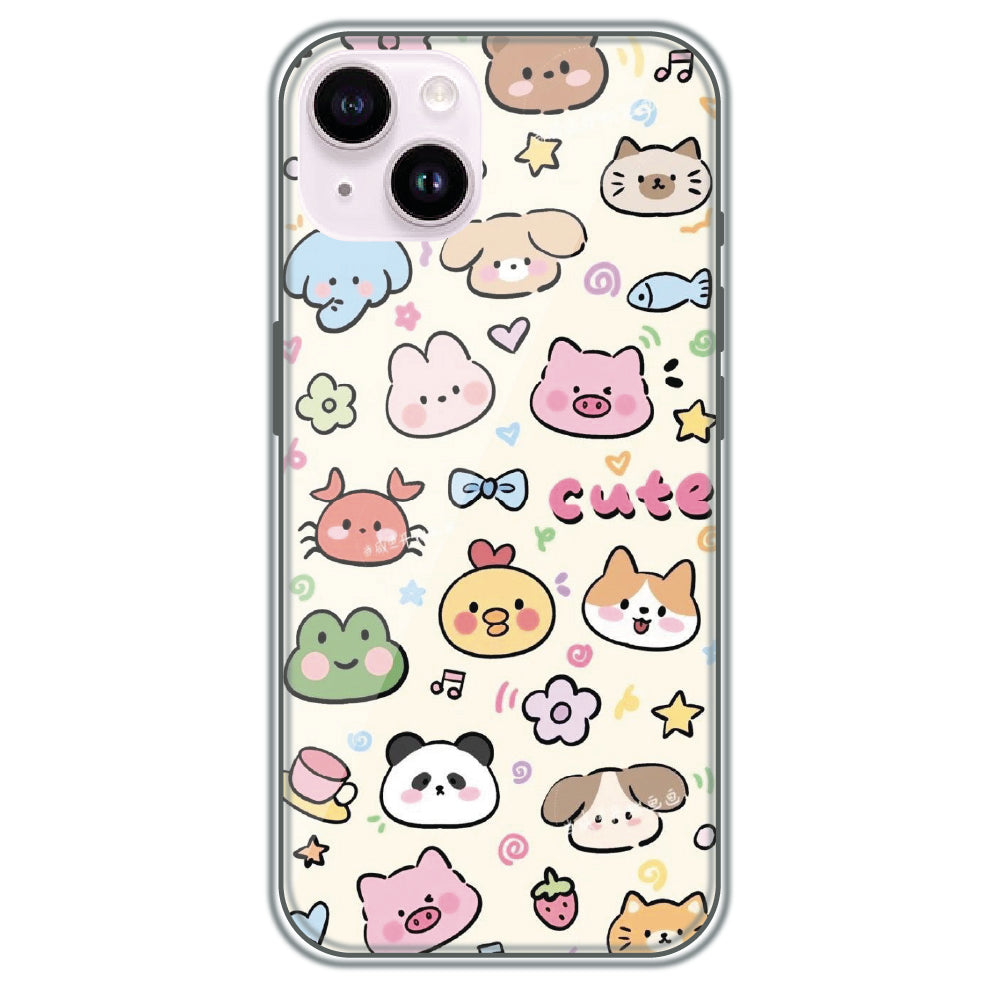 Cute Animal Friends - Printed Silicone Case for Apple iPhone 15 Plus