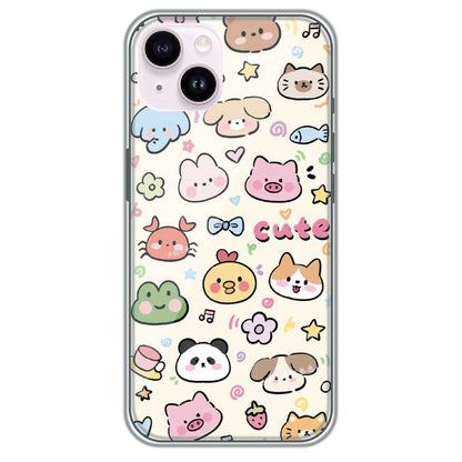 Cute Animal Friends - Printed Silicone Case for Apple iPhone 15 Plus