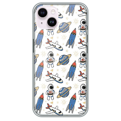 Doodle Space Explorer - Printed Silicone Case for Apple iPhone 15 Plus