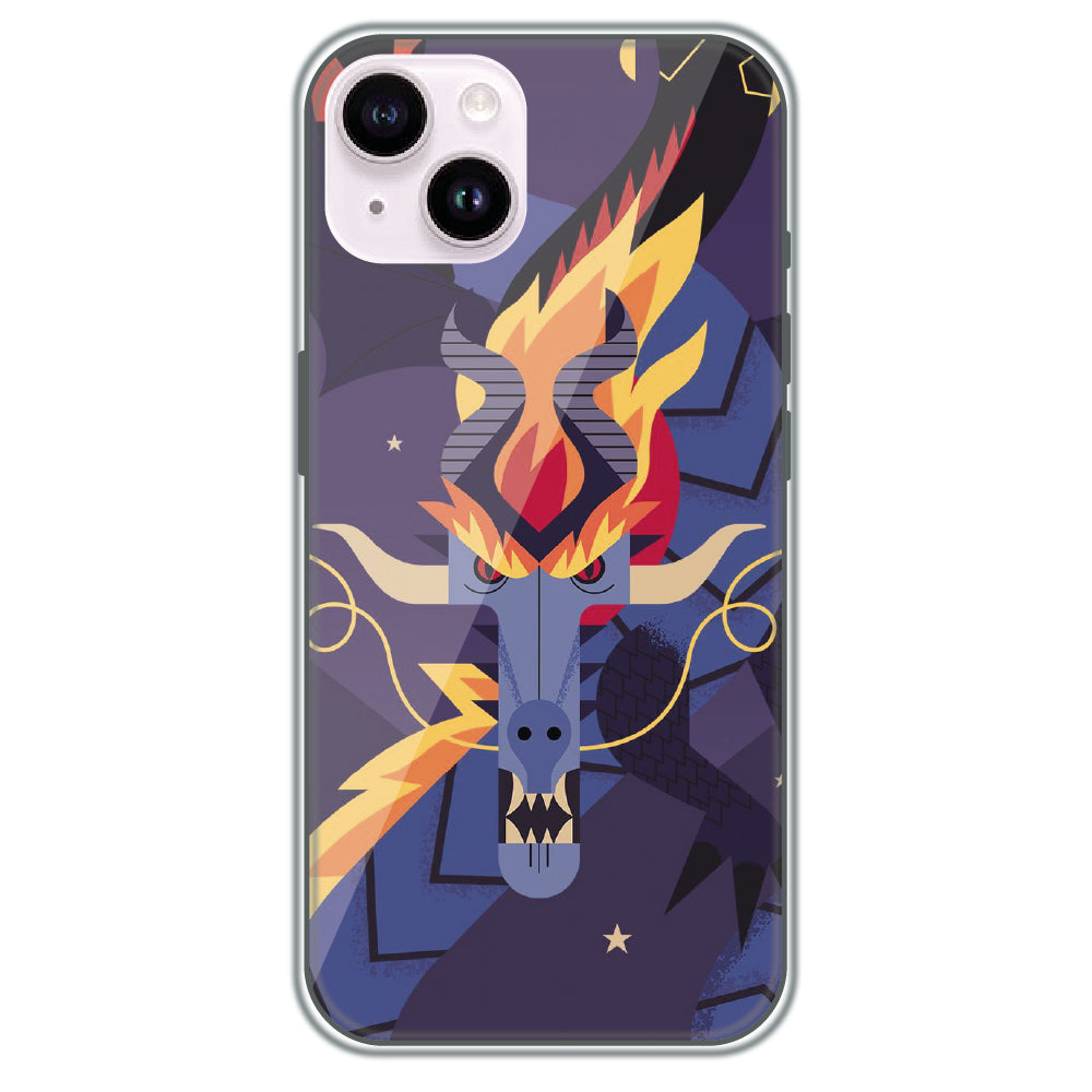 Geometric Fire Dragon - Printed Silicone Case for Apple iPhone 15 Plus