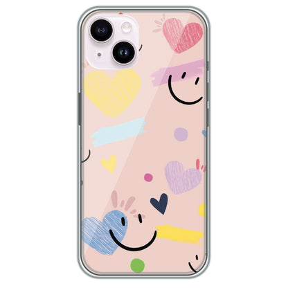 Happy Hearts Doodle - Printed Silicone Case for Apple iPhone 15 Plus