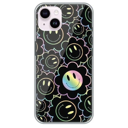 Holographic Smiley Bloom - Printed Silicone Case for Apple iPhone 15 Plus