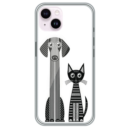 Line Art Dog & Cat - Printed Silicone Case for Apple iPhone 15 Plus