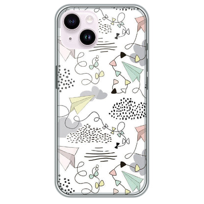 Paper Plane Doodles - Printed Silicone Case for Apple iPhone 15 Plus