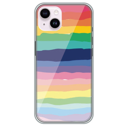 Rainbow Stripes - Printed Silicone Case for Apple iPhone 15 Plus
