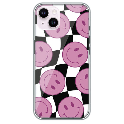 Smiley Checkerboard - Printed Silicone Case for Apple iPhone 15 Plus