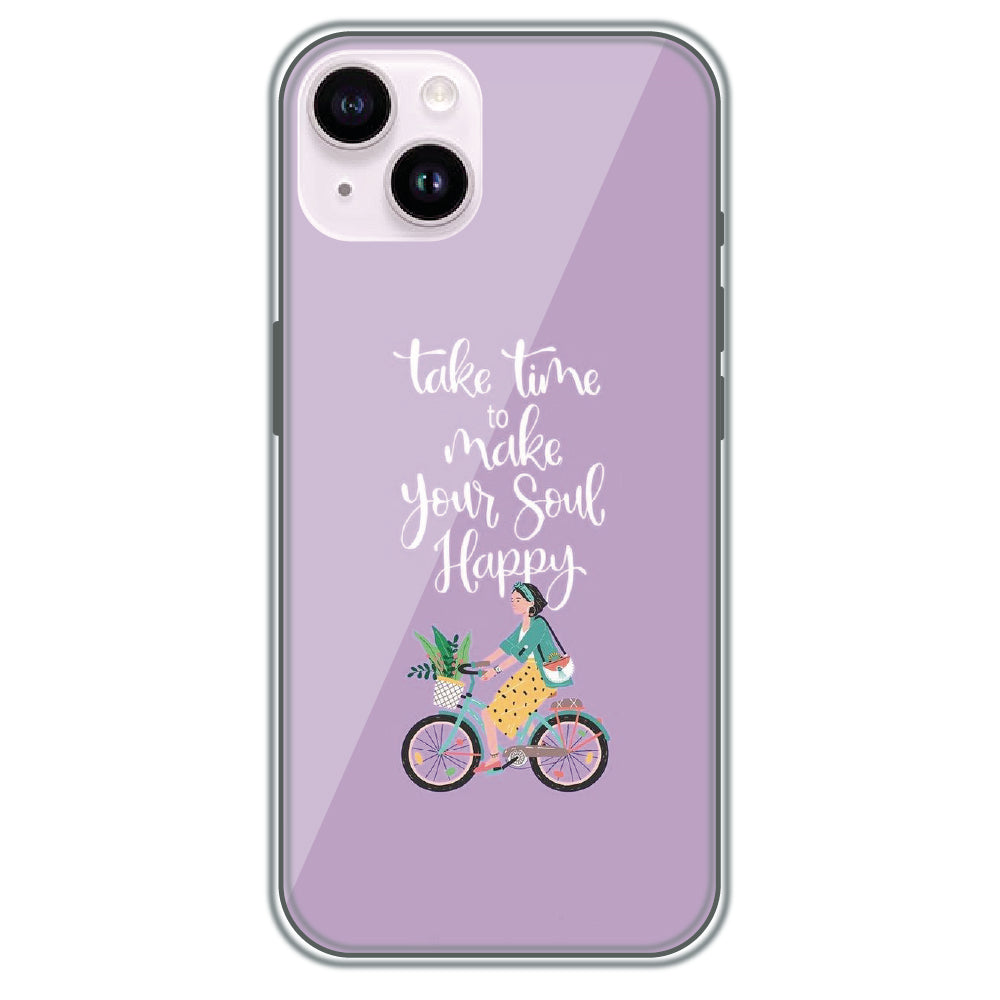 Soul Happy Quote - Printed Silicone Case for Apple iPhone 15 Plus