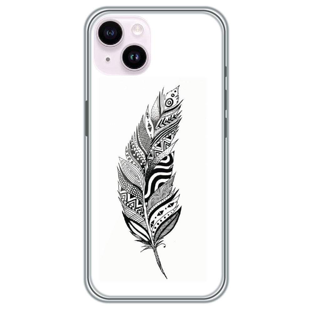Zentangle Feather - Printed Silicone Case for Apple iPhone 15 Plus