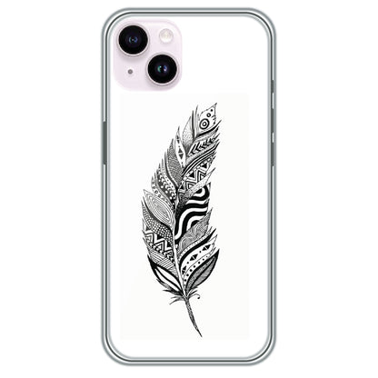 Zentangle Feather - Printed Silicone Case for Apple iPhone 15 Plus