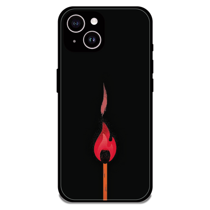 Burning Match - Glossy Metal Silicone Case For Apple iPhone 15 Plus